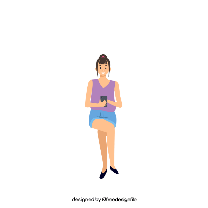 Sitting woman with phone clipart