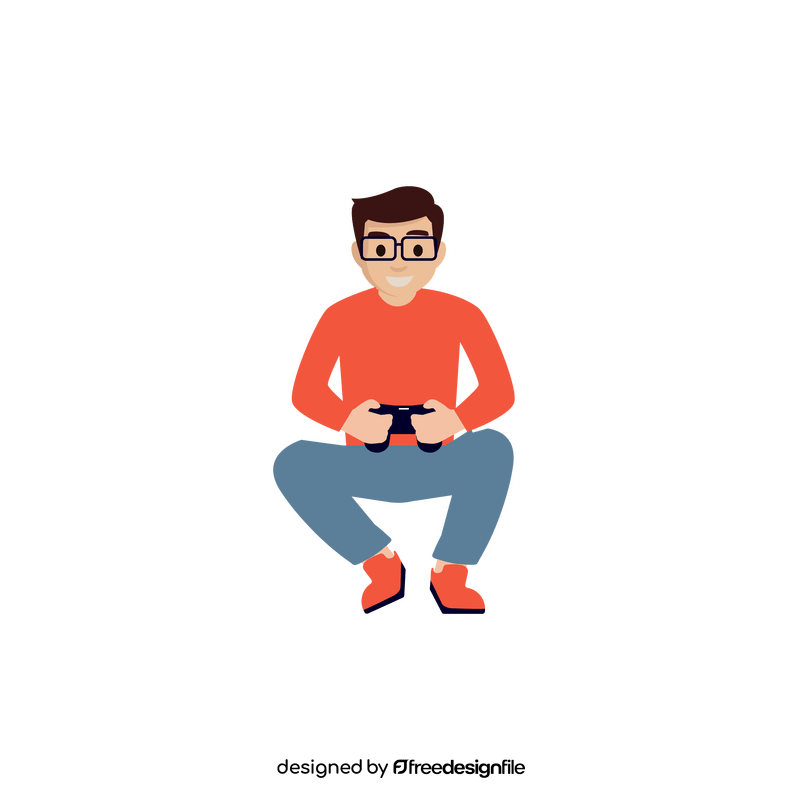 Boy playing games clipart