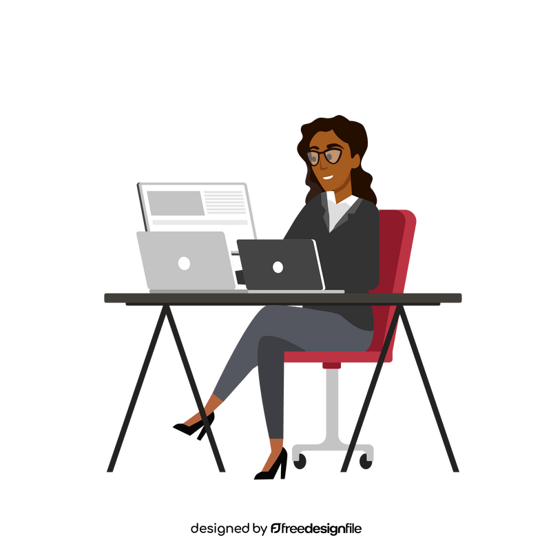 Business woman working hard clipart