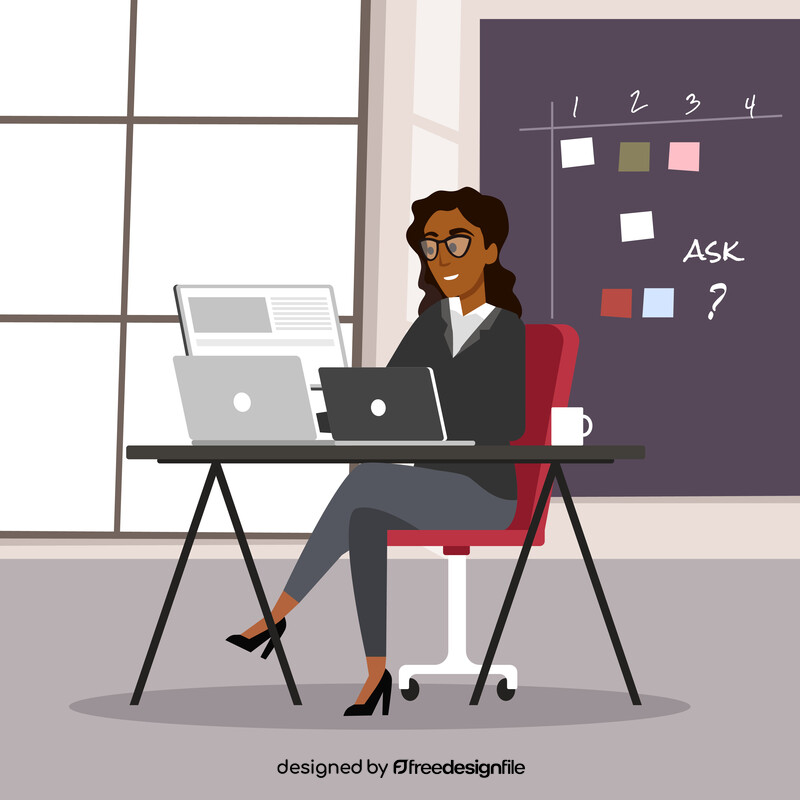 Business woman working hard vector
