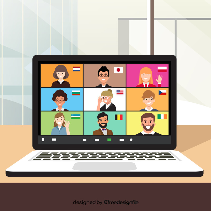 Countries conference video call vector