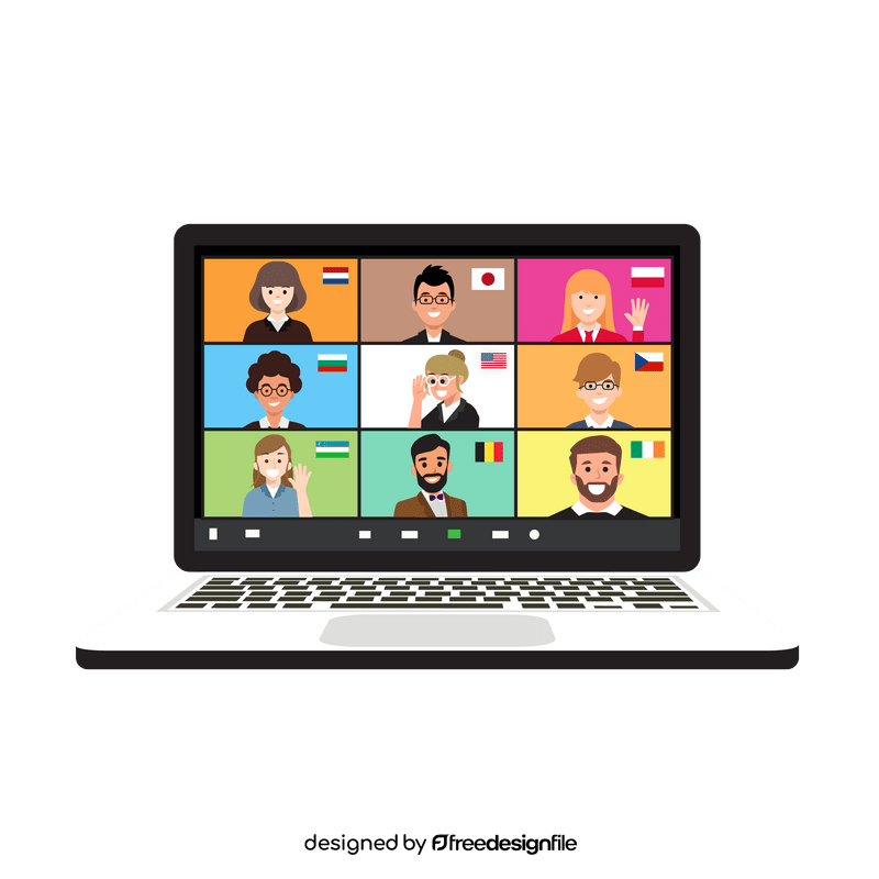 Laptop video call conference clipart