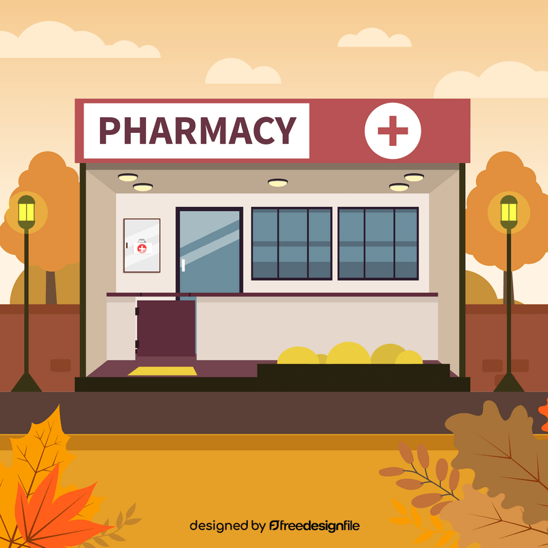 Pharmacy store in autumn vector
