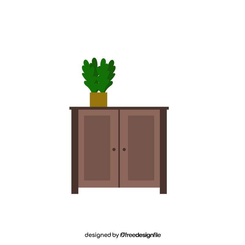 Side table with plant clipart