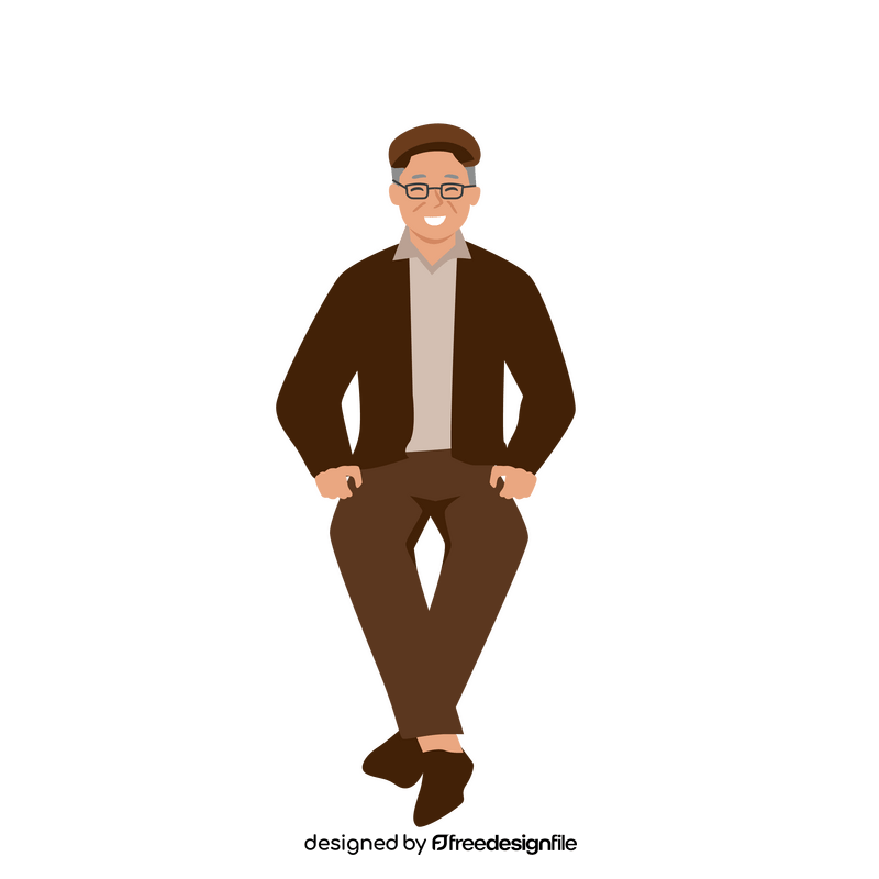 Sitting old man clipart