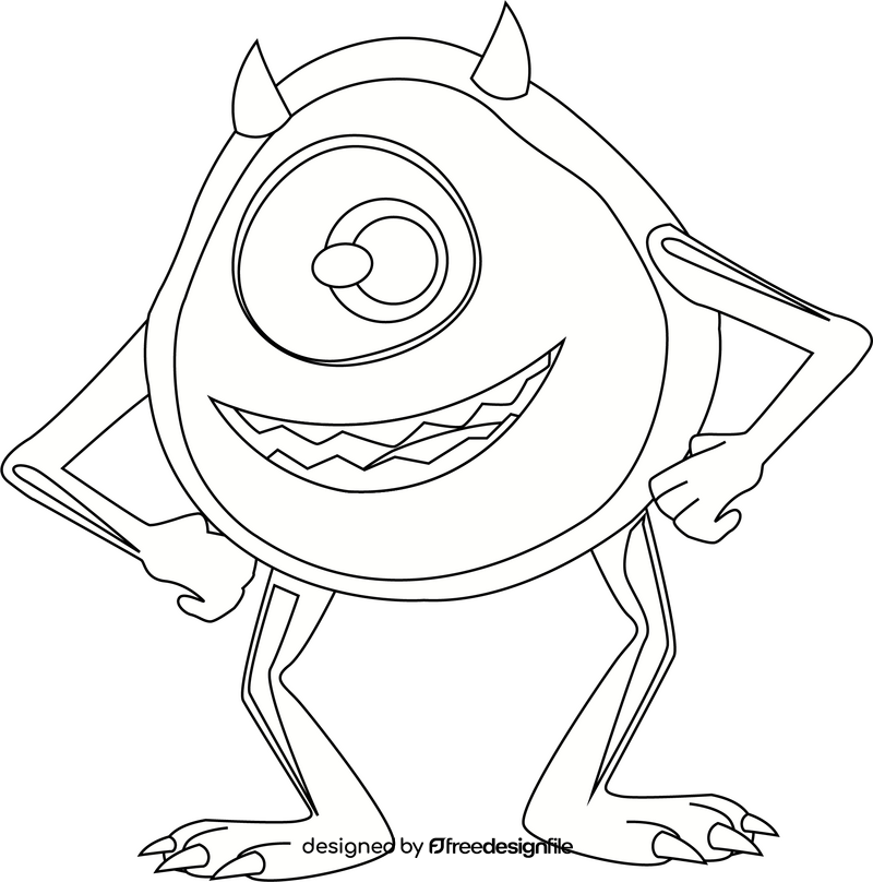 Mike Wazowski Monster inc drawing black and white clipart