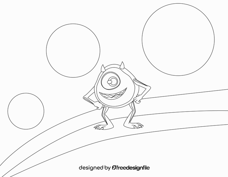 Mike Wazowski Monster inc drawing black and white vector