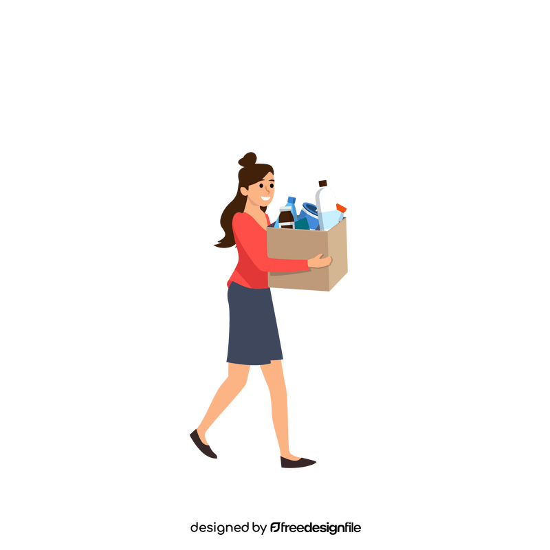 Woman holding box trash clipart