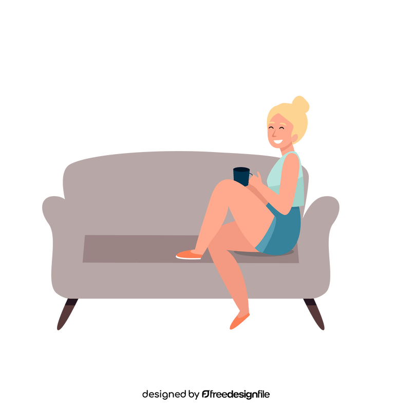 Woman sitting on the couch clipart