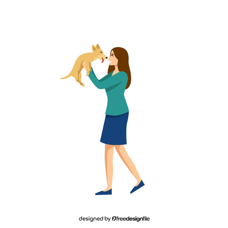 Woman with dog clipart