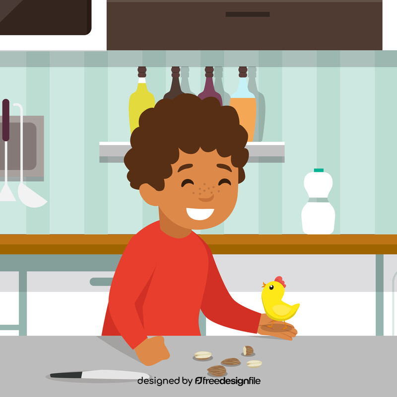 Boy with chick vector