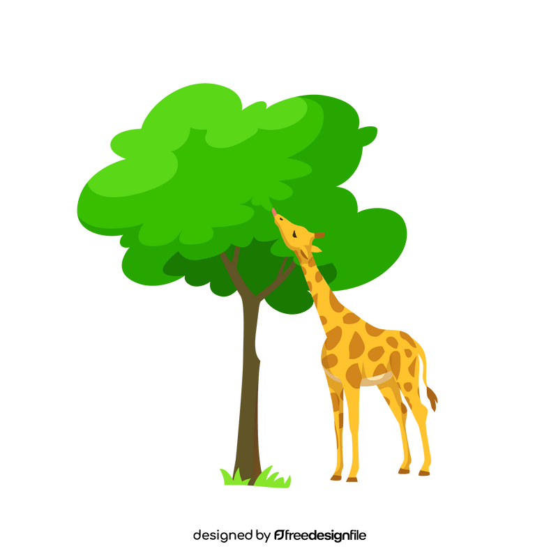 Giraffe eating tree clipart