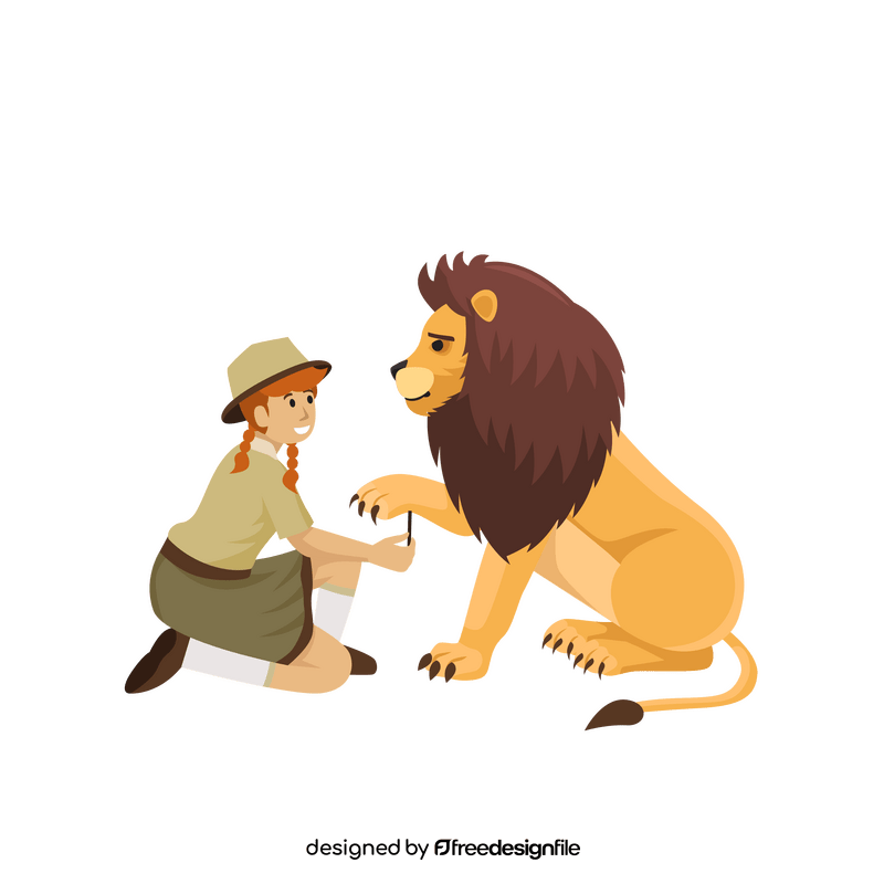 Lion and woman clipart