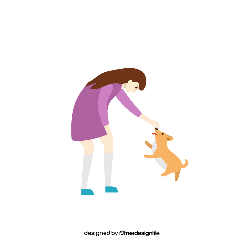 Woman with dog clipart