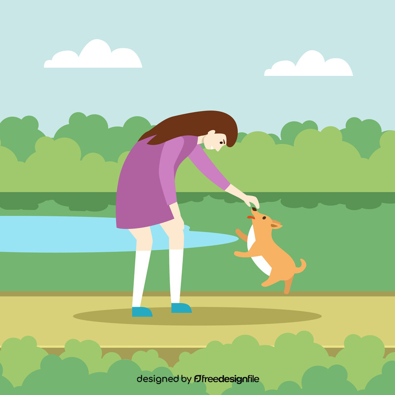 Woman with dog vector