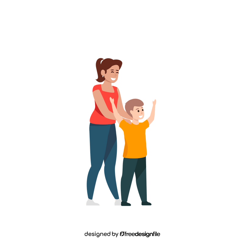 Mother and son clipart