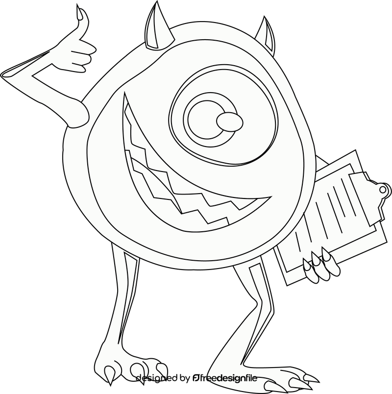 Mike Wazowski Monster inc black and white clipart