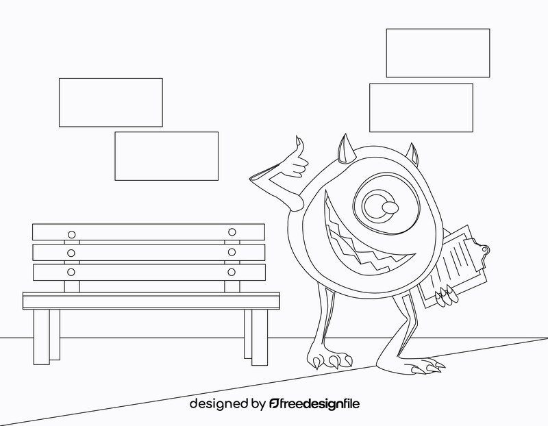 Mike Wazowski Monster inc black and white vector