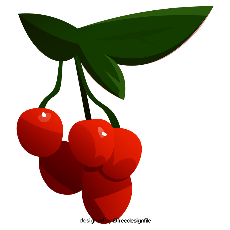 Cherries with leaves clipart