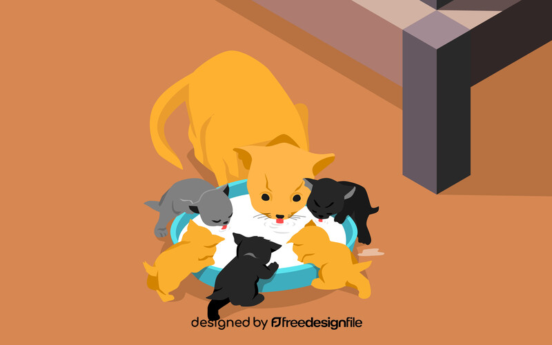 Cat and kittens vector