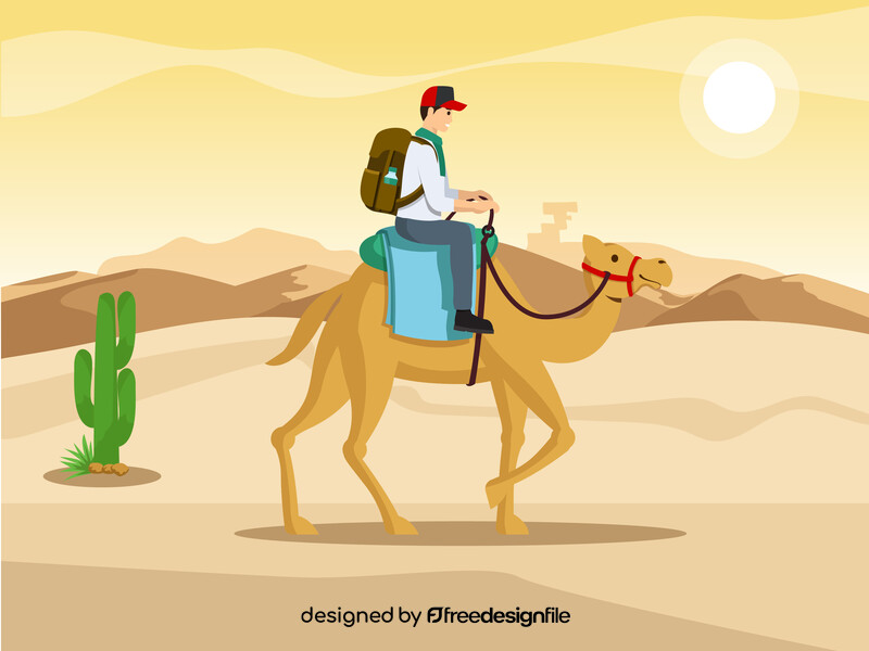 Travel in desert with camel vector