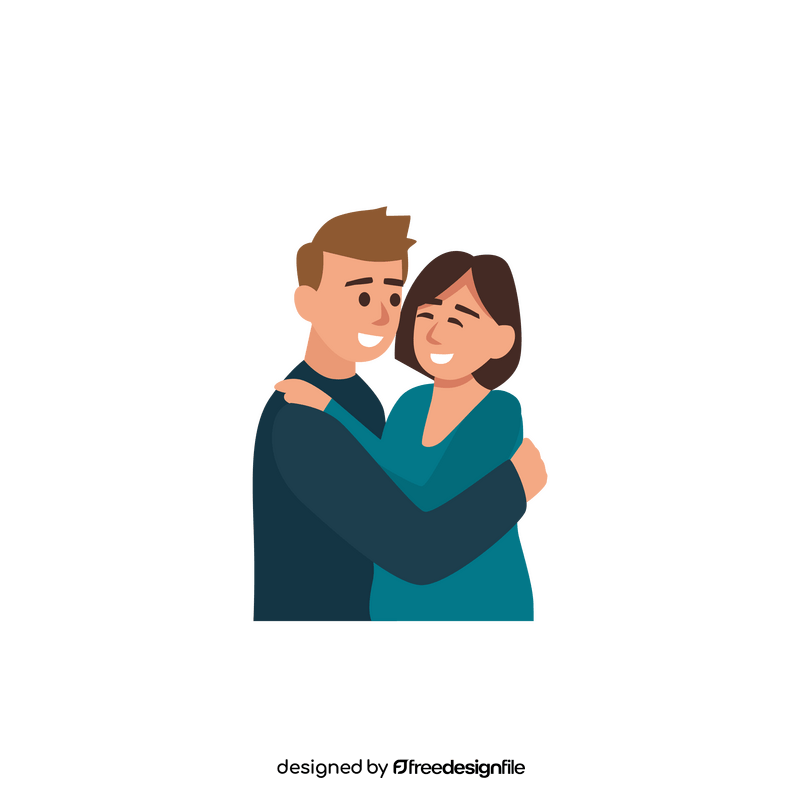 Couple hugging clipart