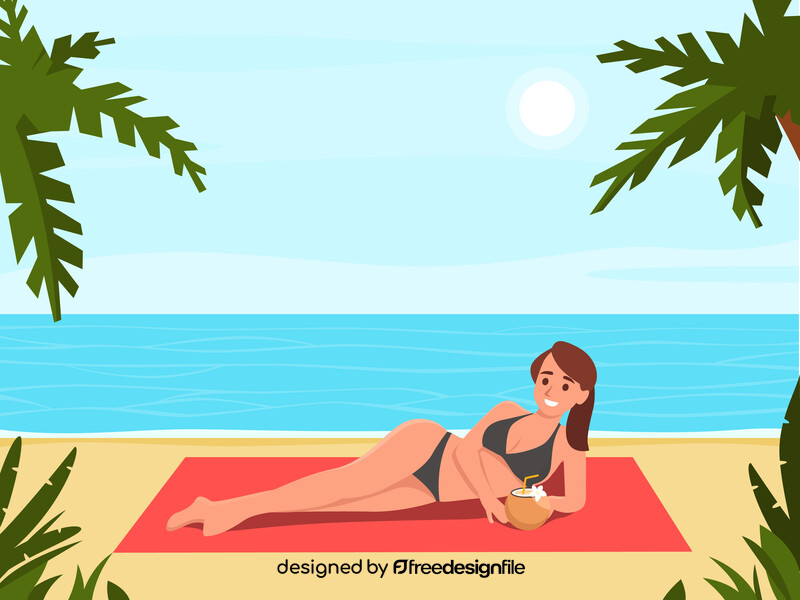 Sexy woman lying on the beach vector