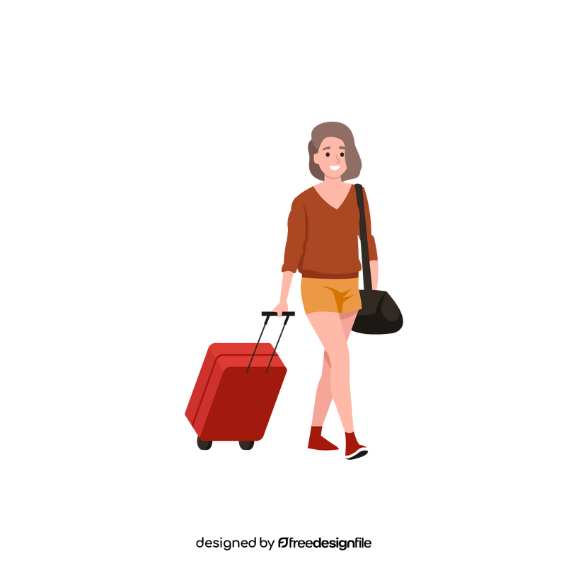 Woman with luggage clipart