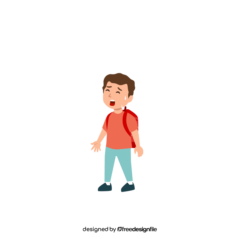 Tired boy hiking clipart