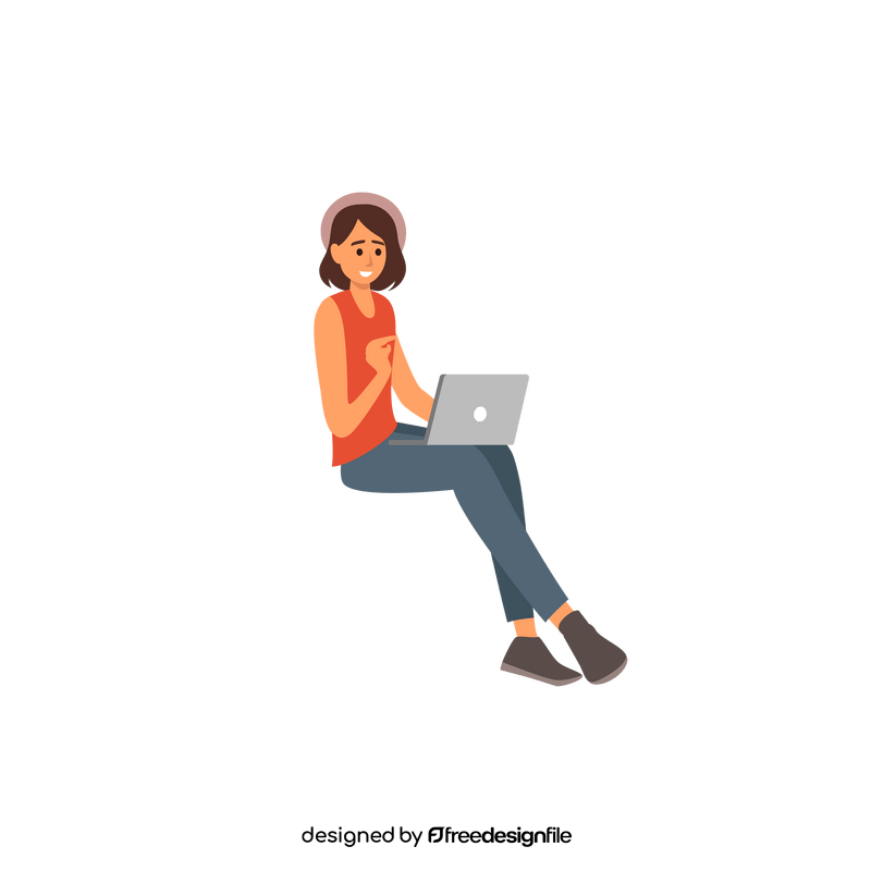 Woman laptop clipart