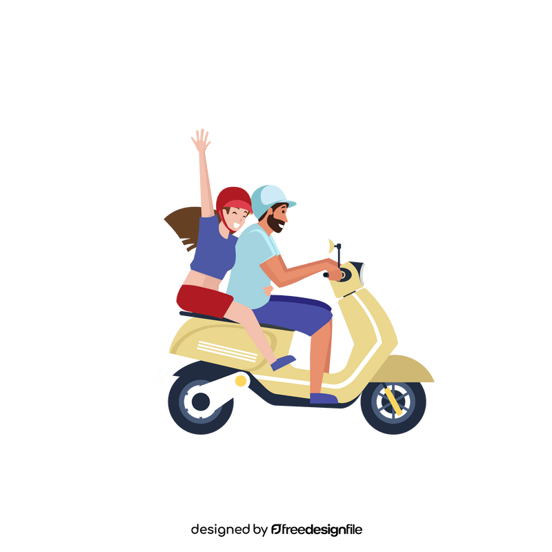 Cute couple riding scooter clipart