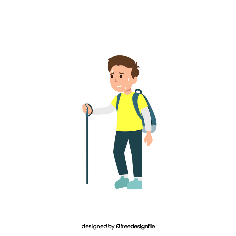 Boy tired hiking clipart