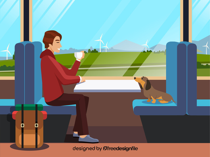 Train travel with a dog vector