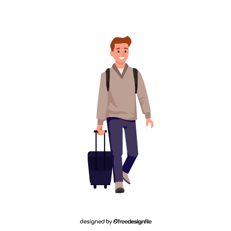 Man traveling with luggage clipart