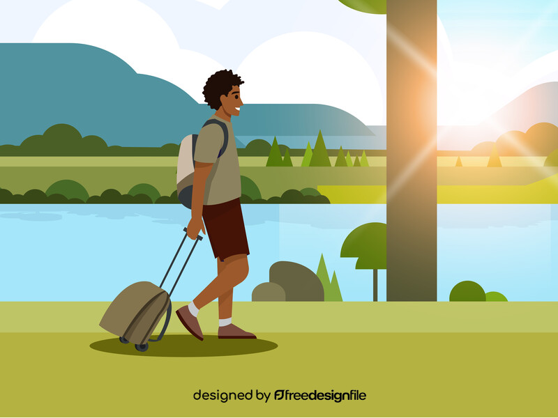 Man walking to village vector