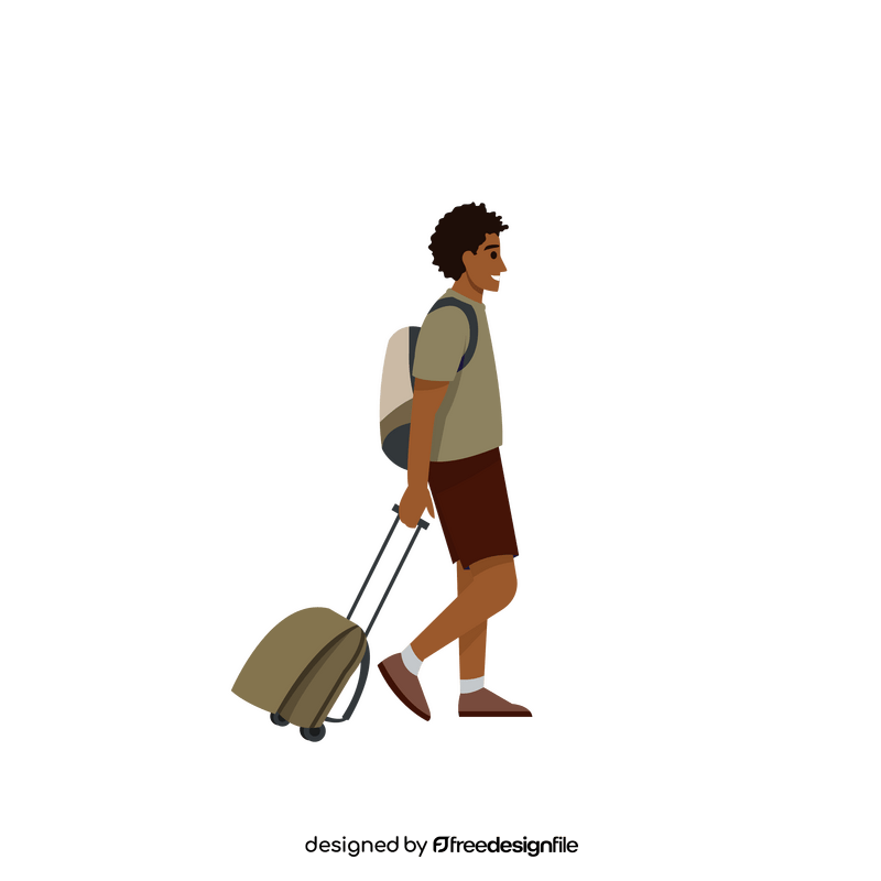 Walking man with luggage clipart