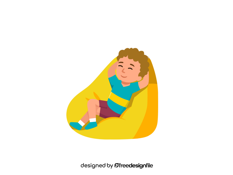 Boy sitting on bean bag clipart