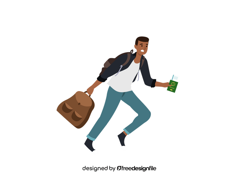 Passenger Running To Flight Boarding Gate clipart