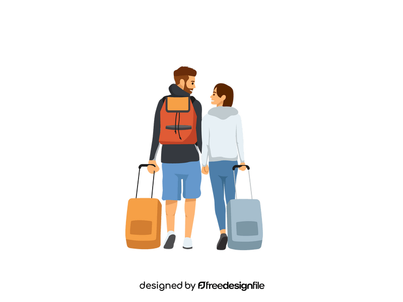 Couple travel clipart