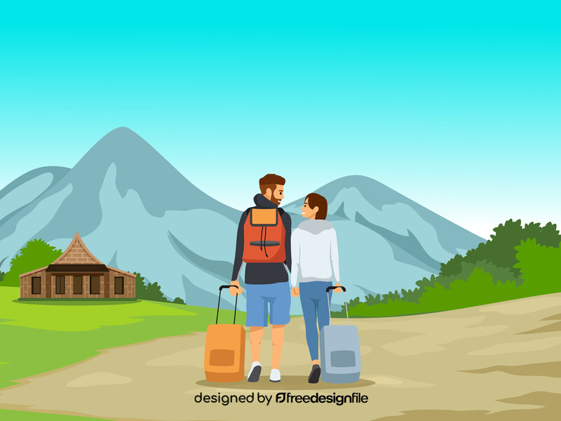 Couple traveling vector