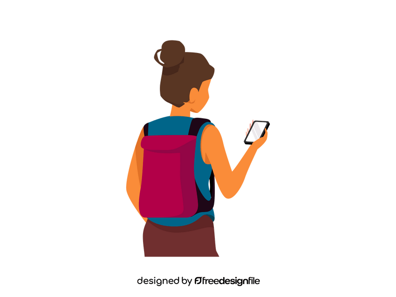 Woman holding smartphone clipart