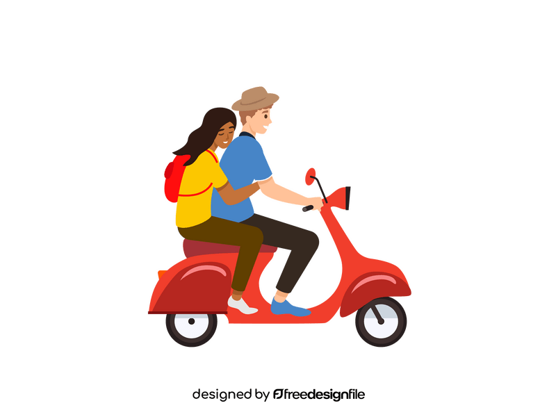 Couple in scooter clipart