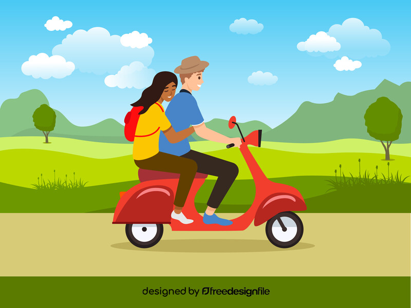 Road trip in scooter vector