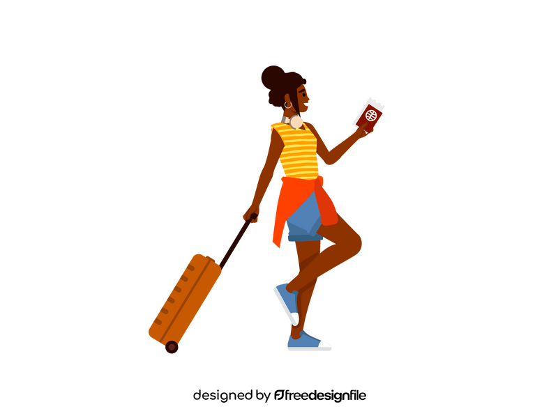 Girl solo traveler clipart