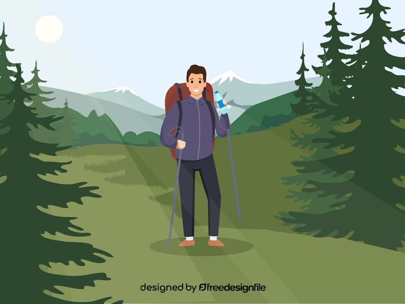 Sunny day hiking vector