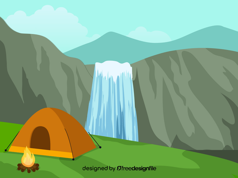 Waterfall camp vector