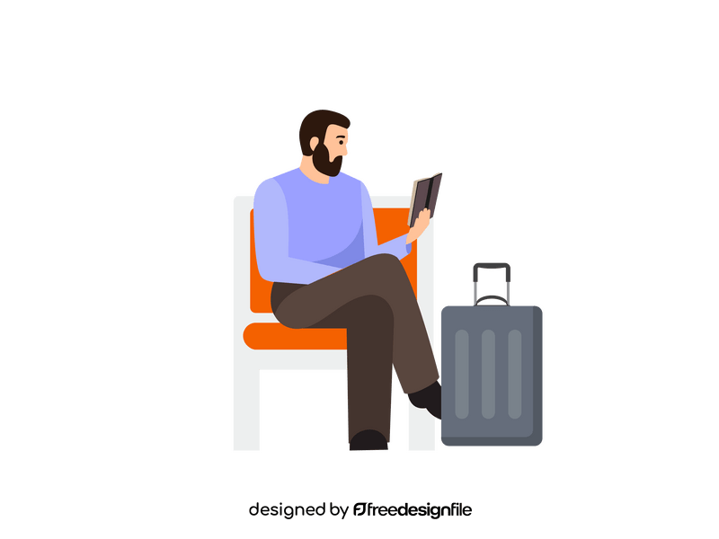 Man waiting for the flight clipart