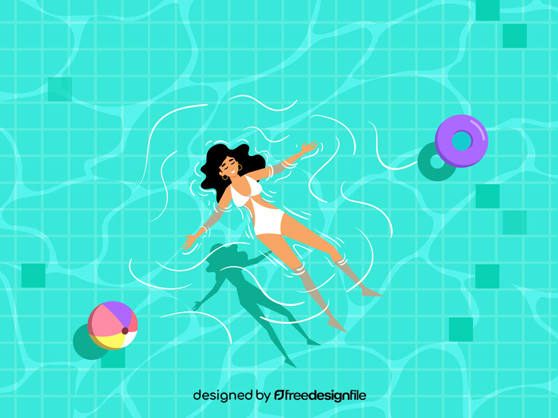 Woman relaxing pool vector