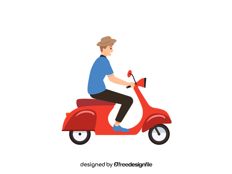 Man riding scooter clipart