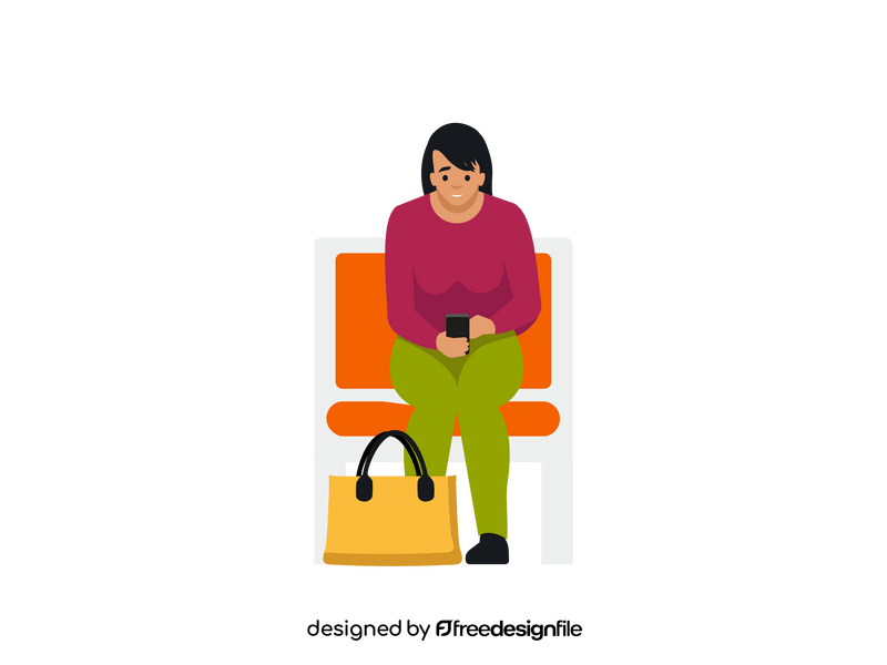 Woman waiting for flight clipart